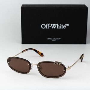 SALE!!!Off-White MIAMI Men Sunglasses Gold Oval OERI13M MIAMI 7664 NEW AUTHENTIC